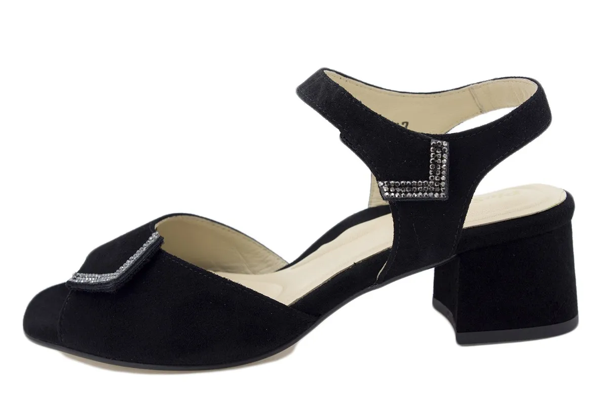 Black Suede Heel Sandal