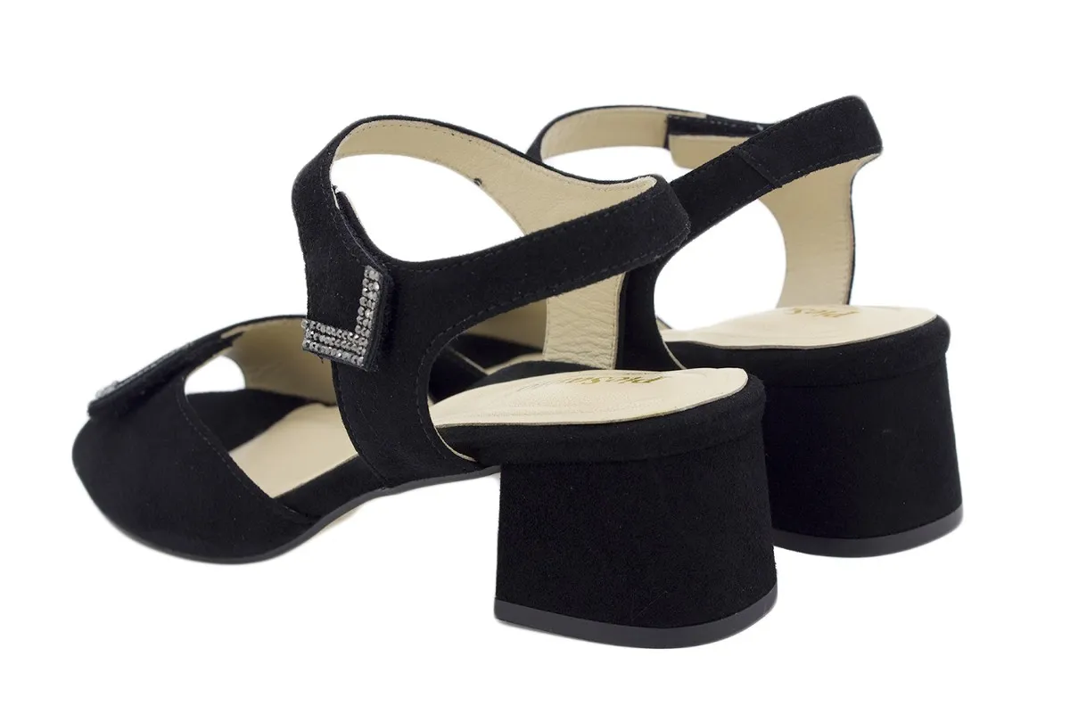 Black Suede Heel Sandal
