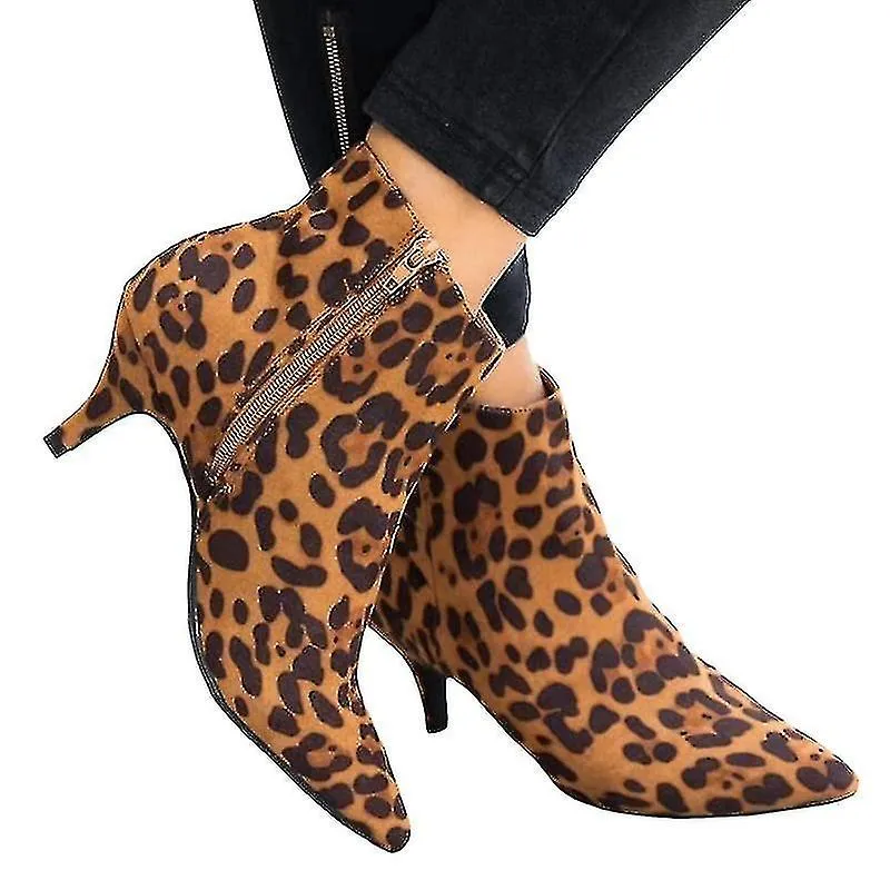 Mujer Zip Low Kitten Heel Botines Puntiagudos Puntiagudos Zapatos