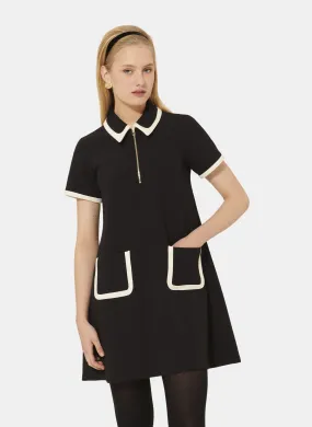 RUBINA - Vestido corto con cuello clásico en gris