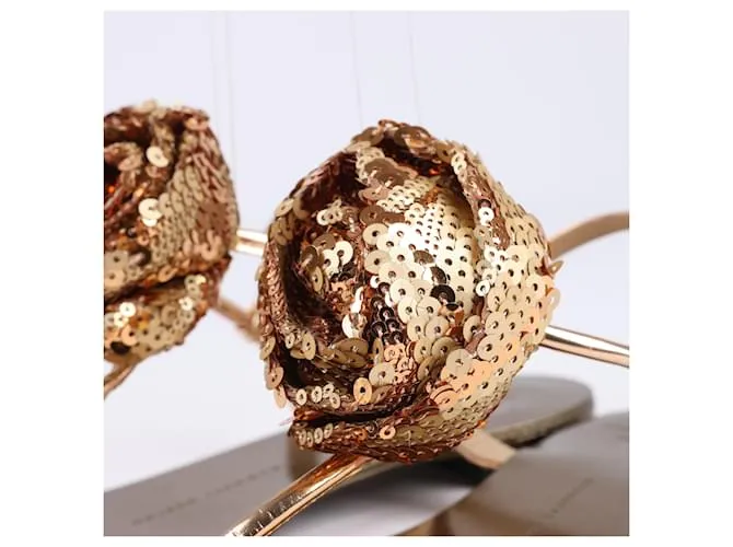 Sandalias de dedo con flores de lentejuelas Giuseppe Zanotti en talla 37 EU Dorado 