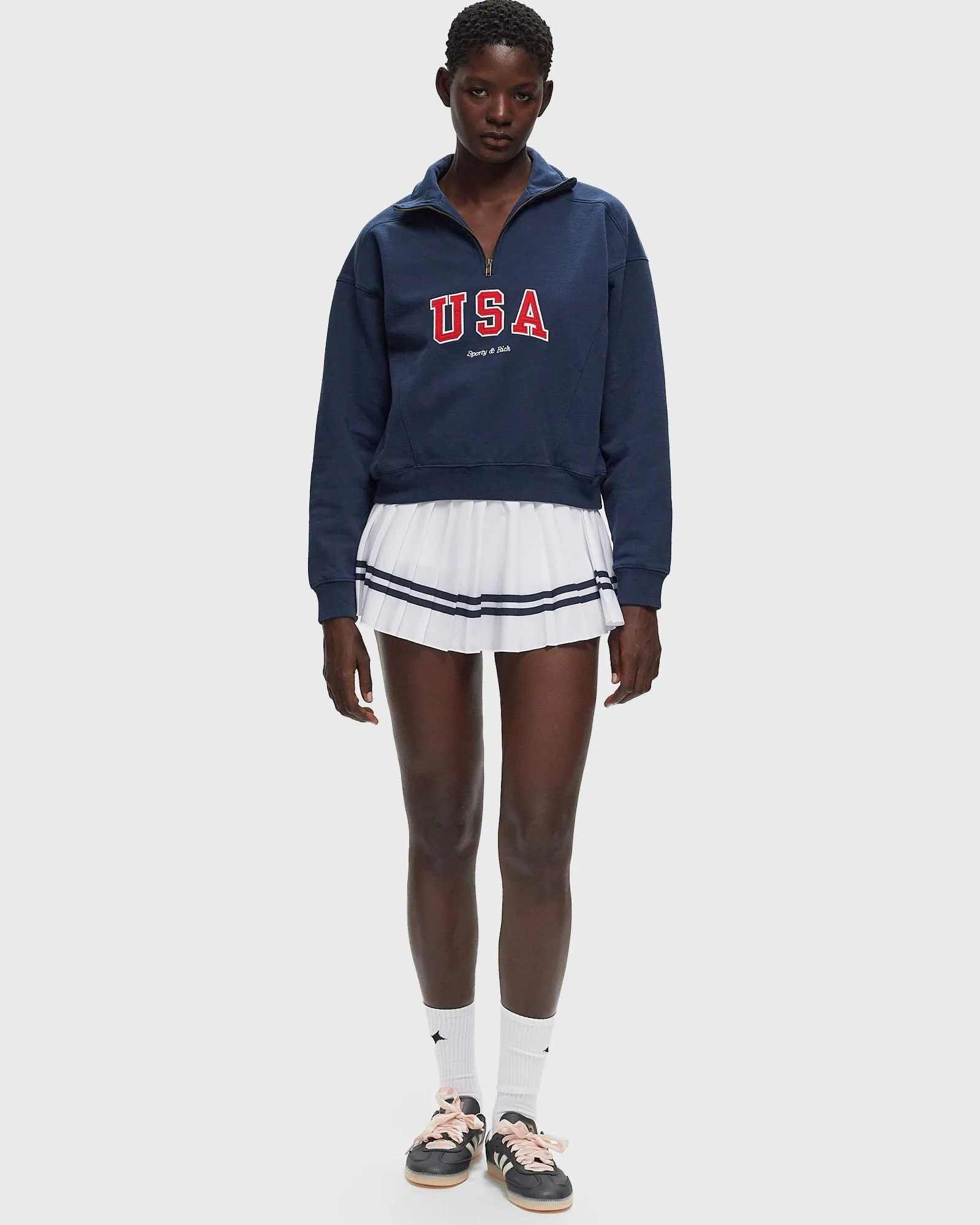 Sporty & Rich USA Quarter Zip Sweatshirt