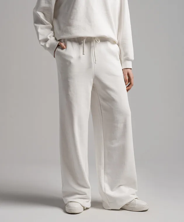 Twinset White sweatpants with logo embroidery